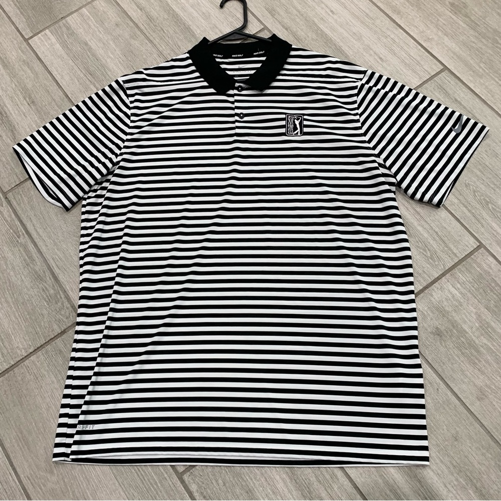 Nike Golf Dri-Fit PGA Tour black striped polo